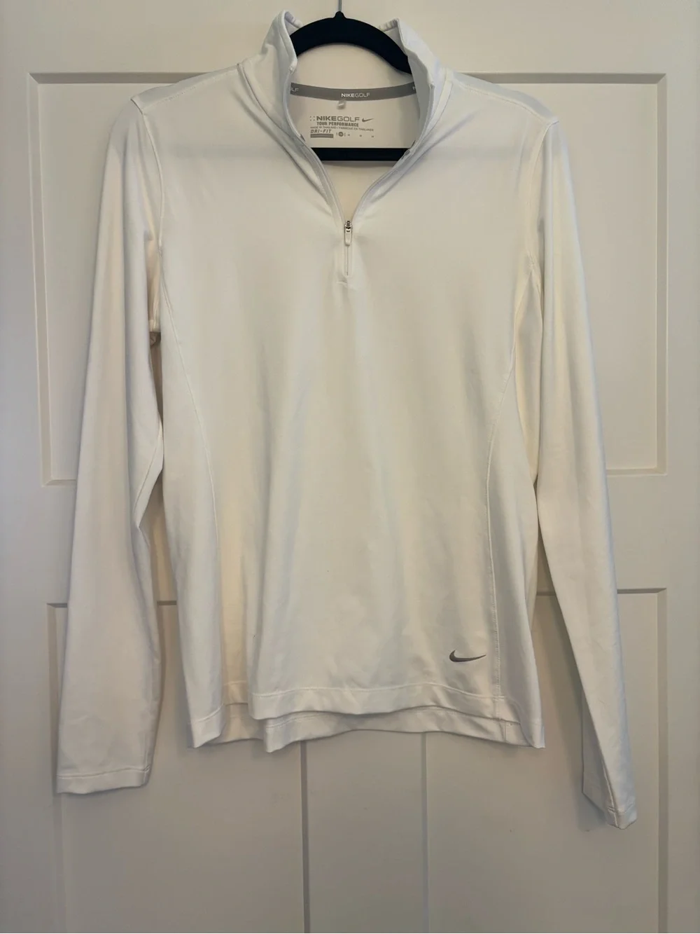 Nike White Women’s Long-Sleeve Quarter-Zip Performance Dri-FIT Top